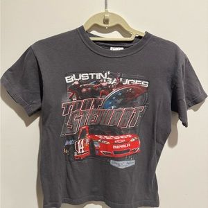 Vintage NASCAR Tony Stewart gray t shirt top bustin gauges
